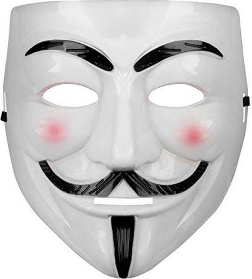 Beyaz Pembe Yanaklı V For Vendetta Maskesi