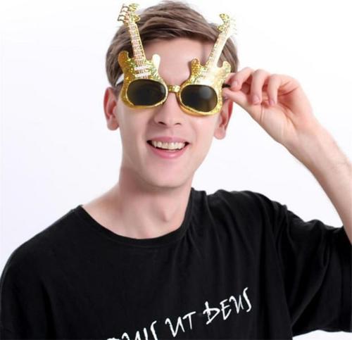 Altın Renk Gitar Şekilli Parti Gözlüğü