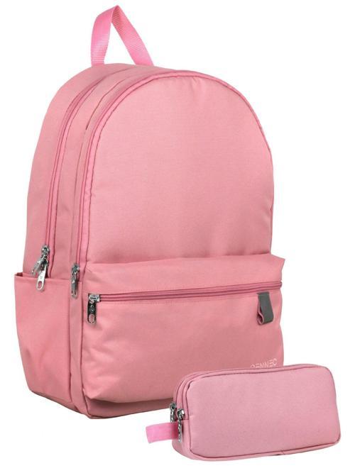 Kız Çocuklar İçin Pembe Renk Okul Sırt Çantası ve Kalem Çantası Seti