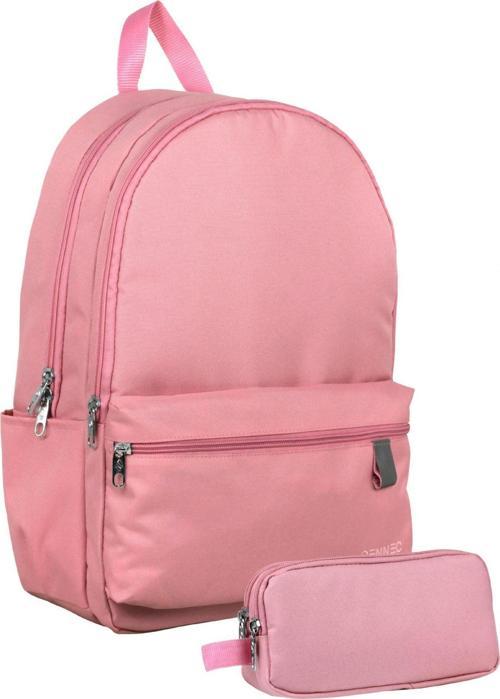 Kız Çocuklar İçin Pembe Renk Okul Sırt Çantası ve Kalem Çantası Seti