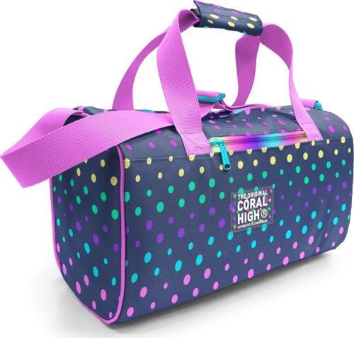 Kız Çocuk Spor ve Seyahat Çantası - Lacivert Pembe Puantiye Desenli - 27528