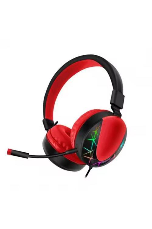 Akz 021 Kablolu Mikrofonlu Işıklı Oyuncu Kulaklığı Rgb Kırmızı