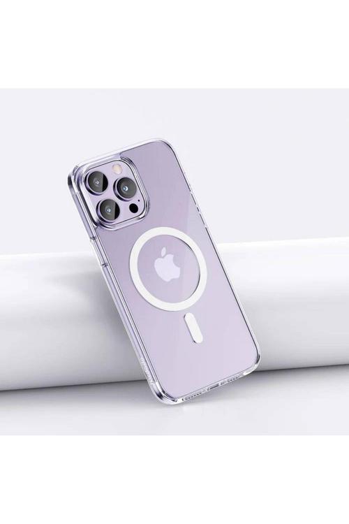 İphone 14 Pro Max İçin Kılıf Kamera Korumalı Magsafe Wireless Şarj Özellikli Şeffaf Kılıf