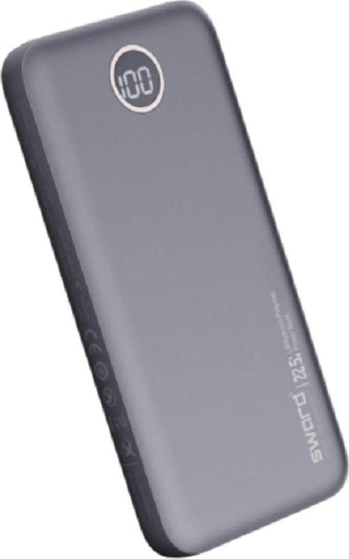 10F53 22.5W 10000 Mah Gri Usb Kablolu Hızlı Şarj Powerbank Qc3.0