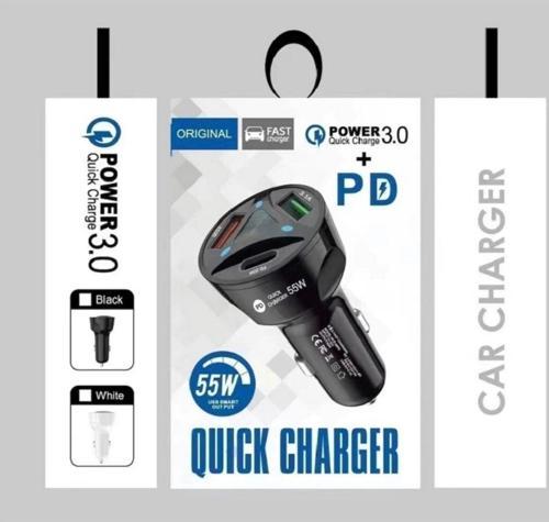 3'Lü 55W Çakmaklık Power 3.0 Hızlı Araç Şarj Cihazı Uyumlu