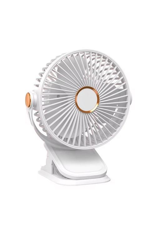 Yüksek Performanslı Pratik Taşınabilir Şarjlı Işıklı 5 Kademeli Masaüstü Fan Beyaz Vnt-02