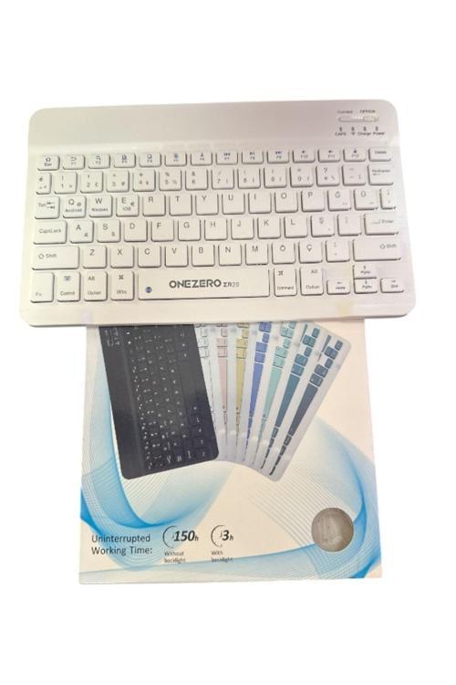 Zr455 Kablosuz Ultra Slim Şarjlı Mini Bluetooth Q Klavye Beyaz