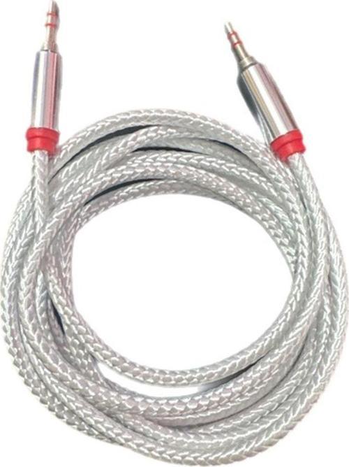 Hasır Örgülü 2 Metre Aux Kablosu Ses Kablosu 3.5 Mm Beyaz