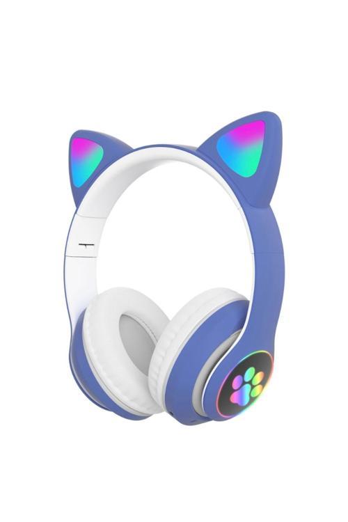 Sevimli Kedi Kulaklı Led Işıklı Kablosuz Kulaküstü Bluetooth Kulaklık Stn-28
