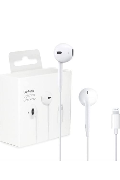 İphone Uyumlu Kablolu Tak Çalıştır Lightning Kulaklık Beyaz