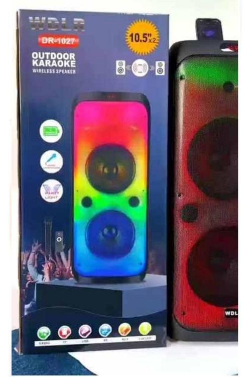Wdlr Dr-1027 Mikrofonlu Kumandalı 2*10,5 İnch Işıklı Kablosuz Bluetooth Hoparlör