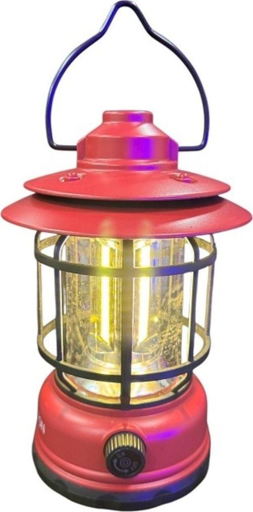 Everton Rt-28 Nostaljik Şarjlı El Feneri Kamp Lambası Ve Powerbank Kırmızı