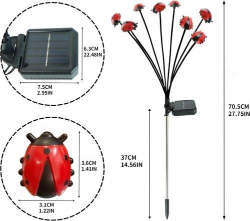 Uğur Böceği Tasarımlı Solar Bahçe Aydınlatması – Esnek LED Işıklar, Rüzgarda Sallanan Dekoratif