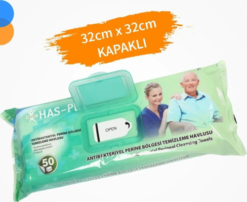 Haspet Antibakteriyel Vücut Temizleme Havlusu 50'Li Paket Kapaklı - 1 Paket