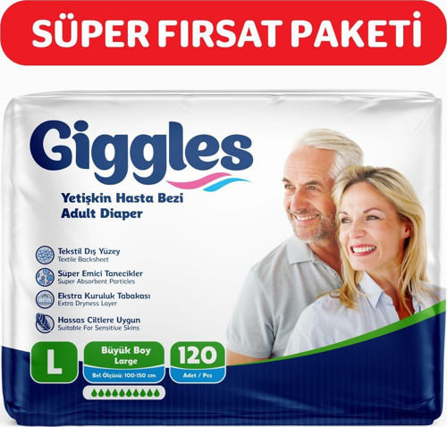 Yetişkin Hasta Bezi Büyük Boy (Large) 4 Paket (120 Adet) Bel Boy:100 - 150 Cm