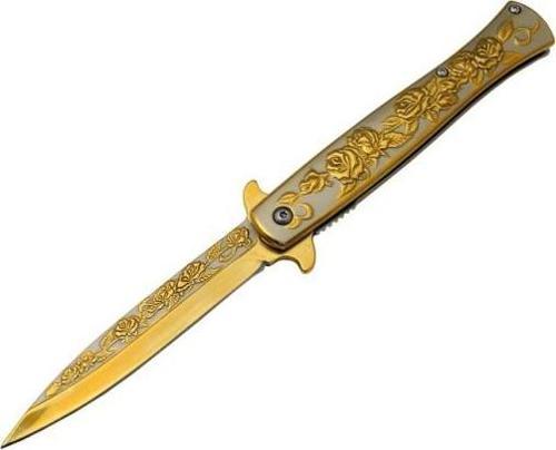 Metal Güllü Çakı Gold Marka:Sibirya Ürün Kodu: HC012 GOLD 22,5 CM