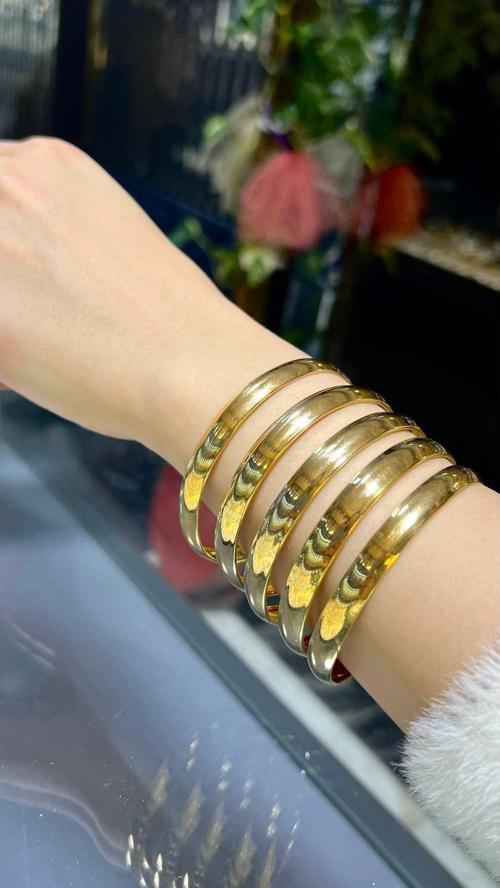 8 gr (GRAM) Düz Desenli Şarnel Bilezik 22 Ayar Altın