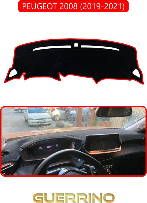 PEUGEOT 2008 (2019-2021)TORPİDO KORUMA KILIFI KIRMIZI KENAR