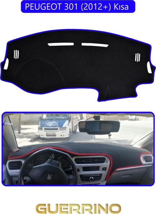 PEUGEOT 301 (2012+) TORPİDO KORUMA HALISI MAVİ KENAR