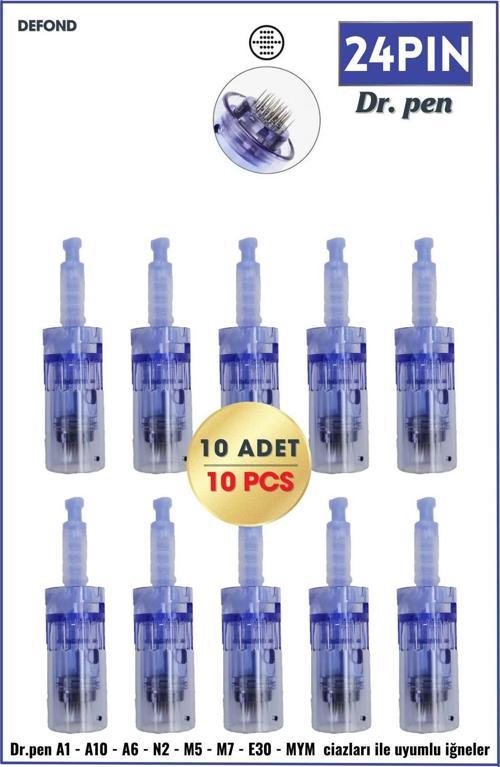 Dr Pen A6-A10-A1-N2-M5-M7-E30-Mym Uyumlu Iğneleri 10 Adet 24 Pin Orijinal Dermapen Iğne Kartuşu