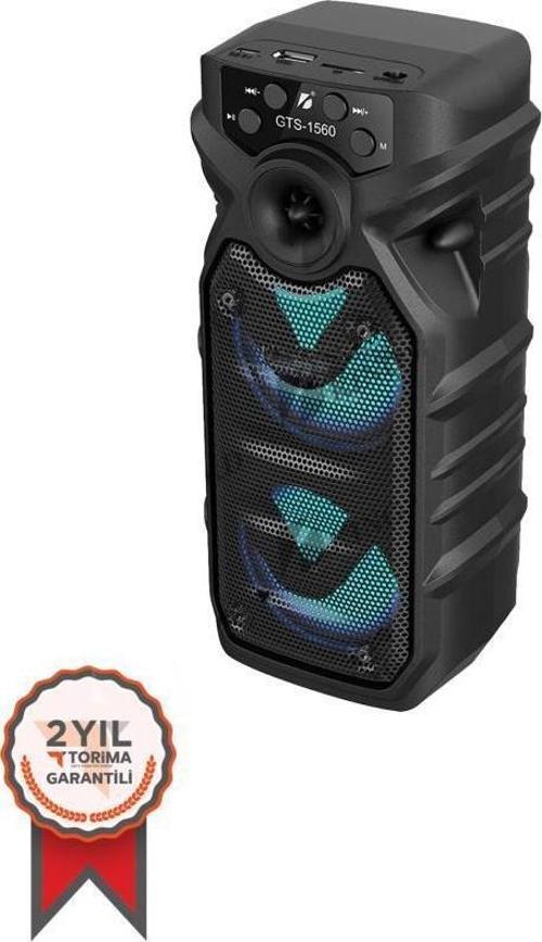 GTS-1560 Taşınabilir Rgb Ledli Bluetooth Hoparlör Usb-Tf Siyah