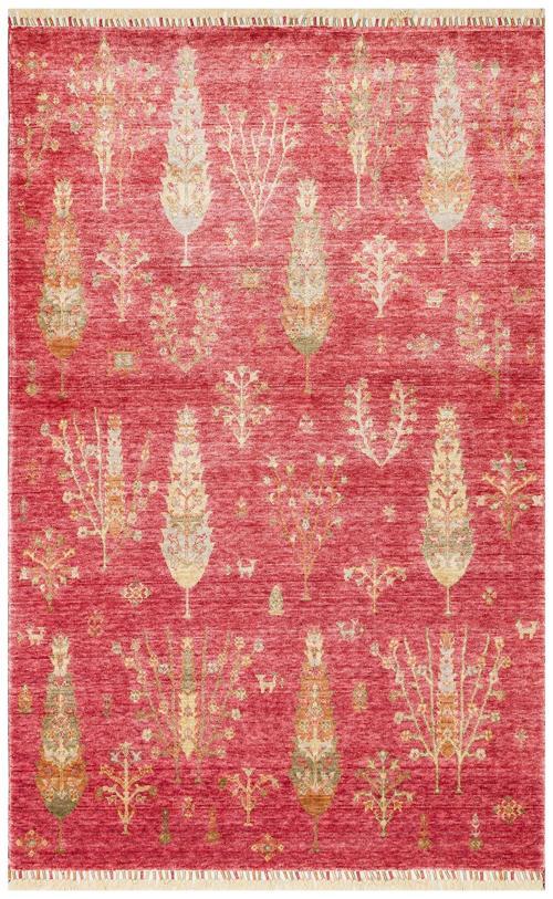 Nepal ZR 08 Bambu Viskon Kırmızı Sonbahar Uşak Desenli Halı