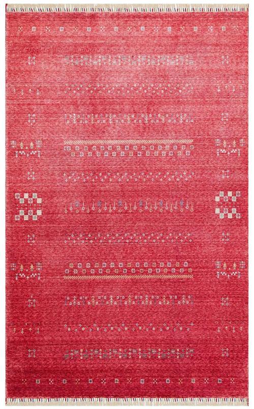 Nepal ZR 06 Bambu Viskon Kırmızı Modern Uşak Desenli Halı