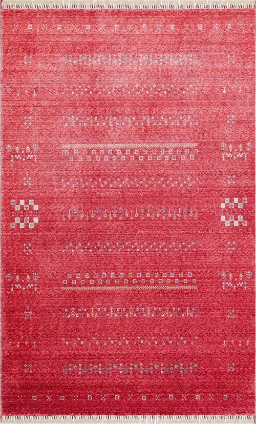 Nepal ZR 06 Bambu Viskon Kırmızı Modern Uşak Desenli Halı