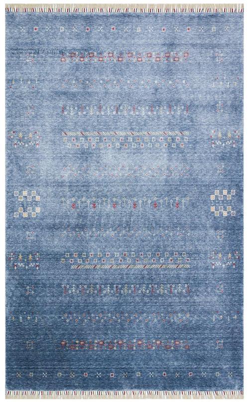 Nepal ZR 06 Bambu Viskon Mavi Modern Uşak Desenli Halı