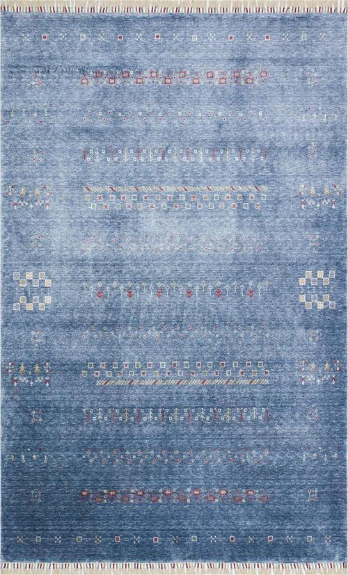 Nepal ZR 06 Bambu Viskon Mavi Modern Uşak Desenli Halı