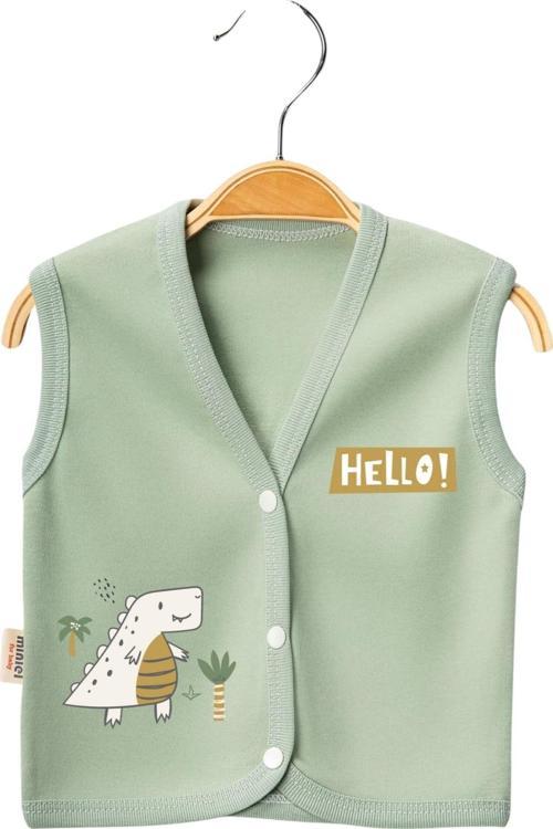 HELLO DİNO BASKILI YELEK Yeşil