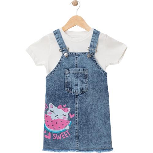 SWEET KEDİ BASKILI TSHIRTLÜ KOT JİLE Mavi