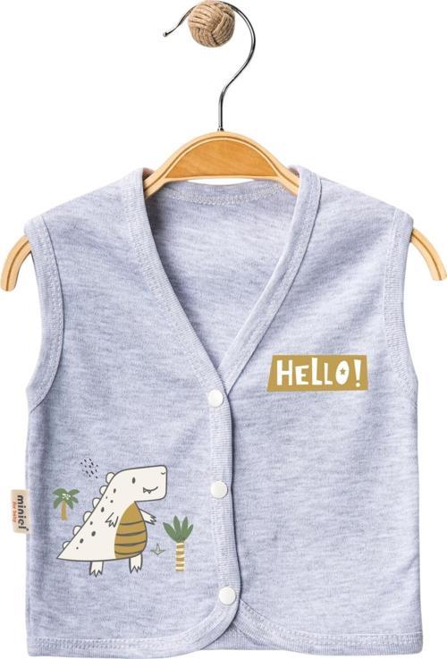 HELLO DİNO BASKILI YELEK Gri