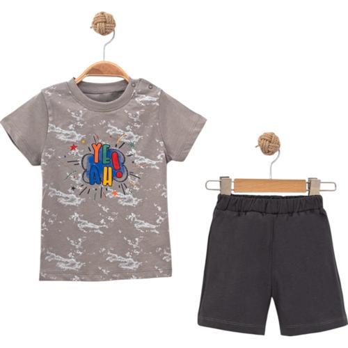 YEAH BASKILI TSHIRT ŞORT TAKIM Antrasit