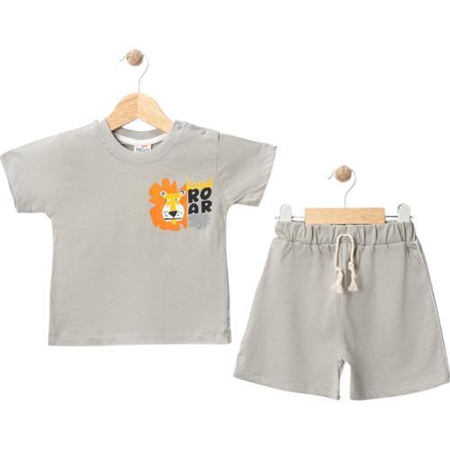 ASLAN ROAR BASKILI TSHIRT ŞORT TAKIM Gri