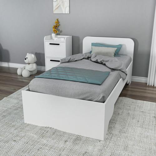 Luses 90x190 Cm Ölçülerinde Yatak Uyumlu Tek Kişilik Karyola Beyaz - Luses