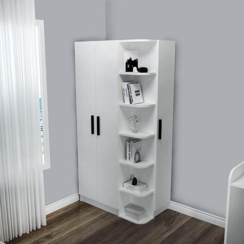 Luses 3 Kapaklı Raflı Genç Odası Gardırop, Beyaz - Luses