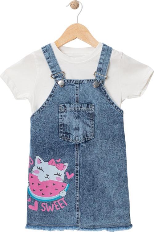 SWEET KEDİ BASKILI TSHIRTLÜ KOT JİLE Mavi