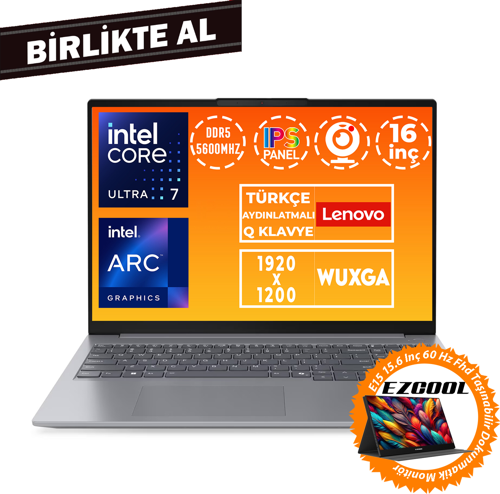 ThinkBook 16 G7 Ultra 7 155H 16GB 512GB SSD 16" WUXGA Fdos+15.6" Touch Monitör 21MS008RTR 044