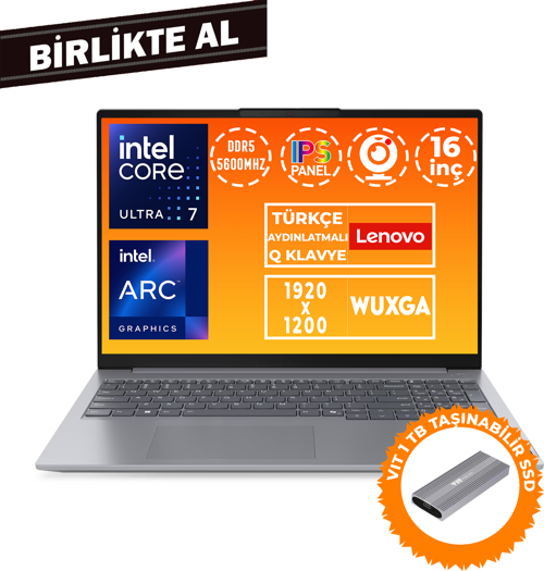 ThinkBook 16 G7 Ultra 7 155H 16GB 512GB SSD 16" WUXGA Freedos + VIT 1 TB SSD 21MS008RTR 041