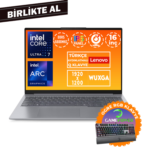 ThinkBook 16 G7 Ultra 7 155H 32GB 1TB SSD 16" WUXGA Freedos + Gaming Klavye 21MS008RTR 046