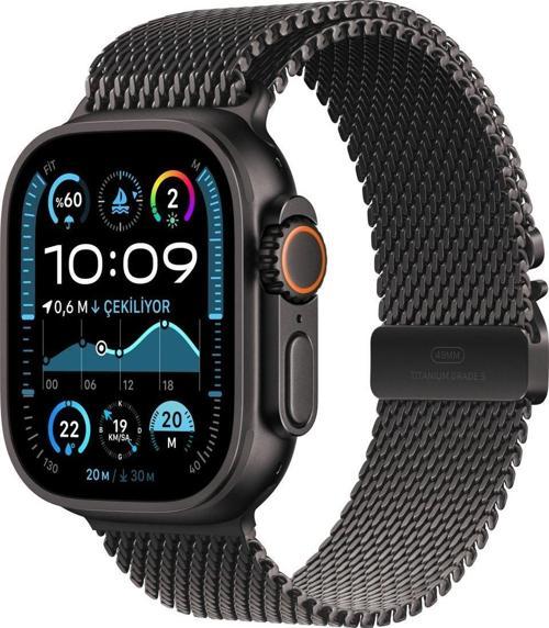 Watch Ultra 2 GPS + Cellular 49mm Siyah Titanyum Kasa ve Siyah-Titanyum Milano Loop Kordon Akıllı Saat