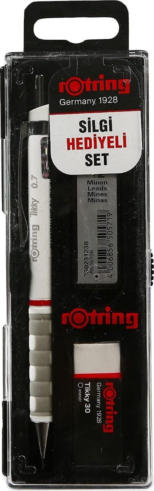 Tikky Mekanik Kurşun Kalem, Uç ve Silgi Seti, 0,7 mm Kalem, 2B Uç, Orta Boy S