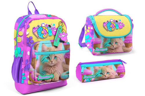 Kedi Desenli Kız Çocuk 3'lü Okul Çanta Seti Set1001