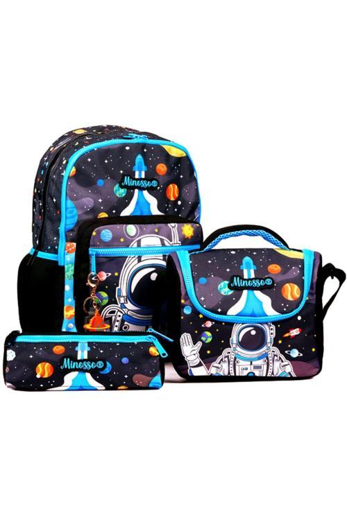 Astronot Desenli Erkek Çocuk 3'lü Okul Çanta Seti Set1005