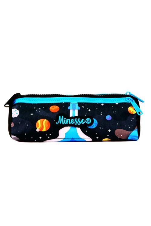 Astronot Desenli Erkek Çocuk Üç Bölmeli Kalem Çantası 6005