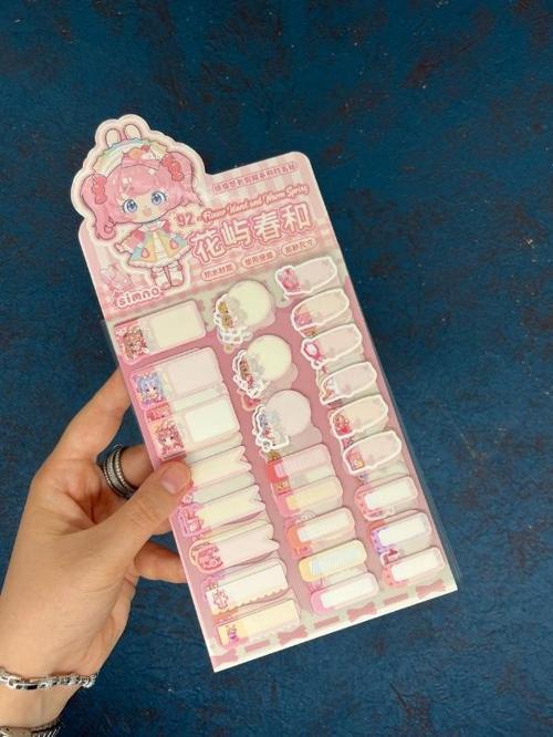 Kawaii Karakterli Açık Pembe 4 Yaprak 92 Adet Şeffaf Koruma Katmanlı Su Geçirmez Okul İsim Etiketi / Sticker / Bant 