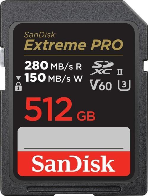 512GB SDXC Extreme Pro 280MB/s UHS-II V60 Kart