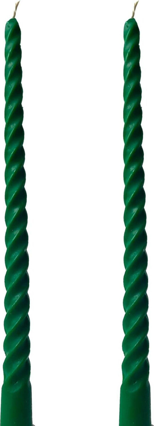 znnr (2 Adet 27.5Cm) Balmumu Mum Konik Burgulu Şamdan Mumu Doğal Dekoratif Beeswax Candle (Yeşil)