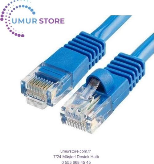 CAT610M Cat6 RJ45 Lan Kablosu Uçlari Fabrikasyon Takili Bilgisayar Modem Mavi Internet Ethernet Kabl